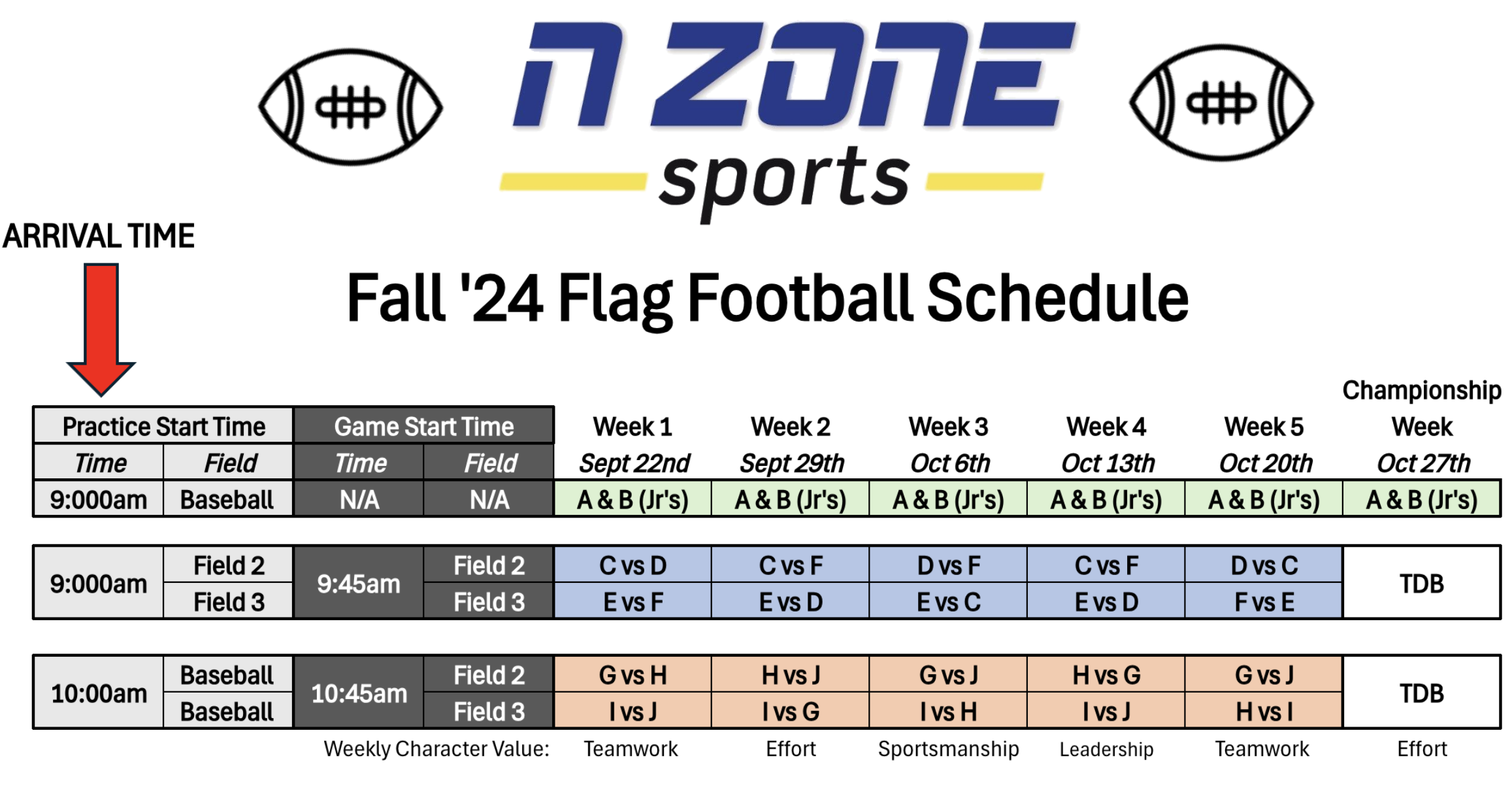 Fall 2024 Flag Football Schedule N Zone Sports Central Oregon